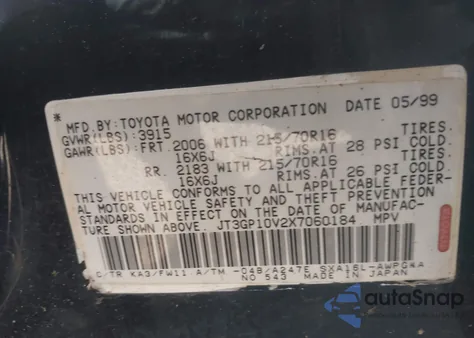 1999 Toyota Rav4 from USA, damaged, VIN JT3GP10V2X7060184